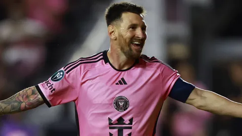 Lionel Messi celebrates his goal 2-0 of Inter Miami during the round of 16 second leg match between Inter Miami and Nashville as part of the CONCACAF Champions Cup 2024, at Chase Stadium on March 13, 2024 in Fort Lauderdale, Miami, United States.