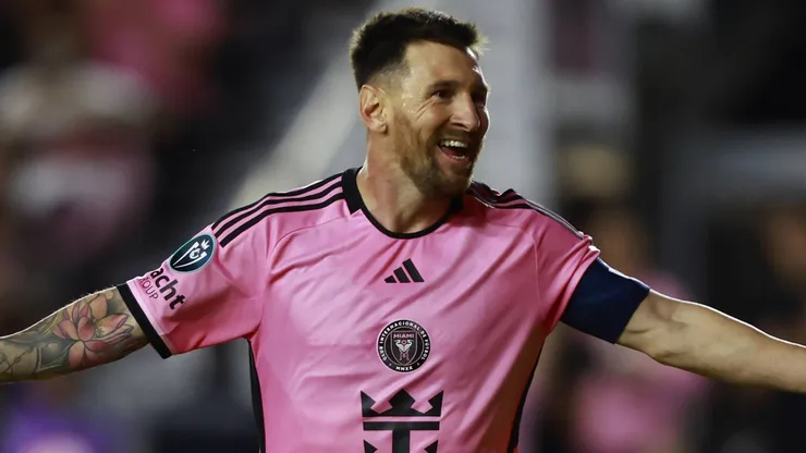 Lionel Messi celebrates his goal 2-0 of Inter Miami during the round of 16 second leg match between Inter Miami and Nashville as part of the CONCACAF Champions Cup 2024, at Chase Stadium on March 13, 2024 in Fort Lauderdale, Miami, United States.