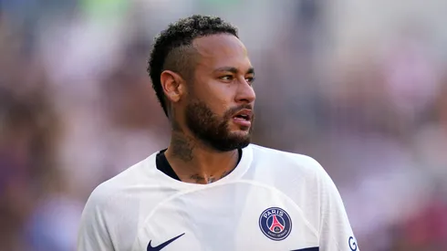 Neymar Junior of PSG reacts during soccer pre-season friendly match between Jeonbuk Hyundai Motors and PSG Paris-Saint-Germain FC at the Busan Asiad Main Stadium in Busan, South Korea, in Busan, South Korea, 03 August 2023.