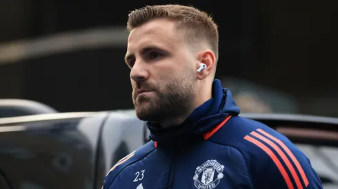 Luke Shaw of Manchester United arrives at the stadium prior to the Premier League match between Ipswich Town FC and Manchester United FC at Portman Road on November 24, 2024 in Ipswich, England.
