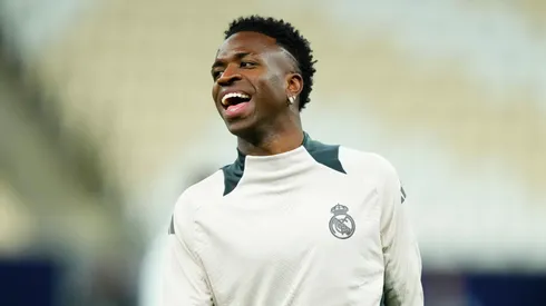 Vinicius Junior left winger of Real Madrid and Brazil during the Real Madrid training prior to FIFA Intercontinental Cup final match between Real Madrid and C.F. Pachuca at Stadium Lusail Stadium on December 17, 2024 in Doha, Qatar.