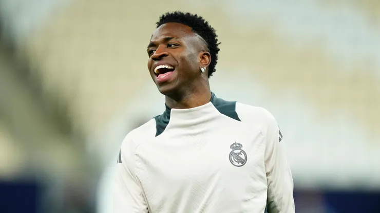 Vinicius Junior left winger of Real Madrid and Brazil during the Real Madrid training prior to FIFA Intercontinental Cup final match between Real Madrid and C.F. Pachuca at Stadium Lusail Stadium on December 17, 2024 in Doha, Qatar.