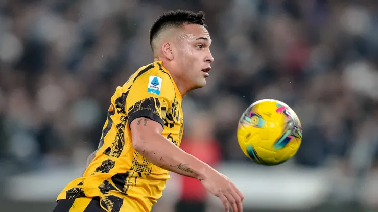 Lautaro Martinez of FC Internazionale during a Serie A match against SS Lazio.