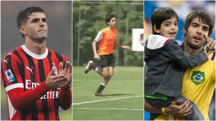 Chrrstian Pulisic (left) and Kaka and Luca Celico Leite (right)