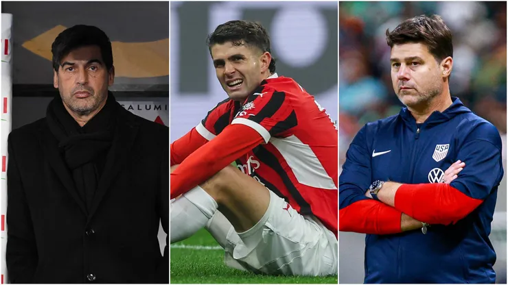 Paulo Fonseca (left), Christian Pulisic (center), and Mauricio Pochettino (right)
