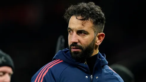 Ruben Amorim manager of Manchester United, ManU looks on at the final whistle during the Premier League match at Old Trafford, Manchester.