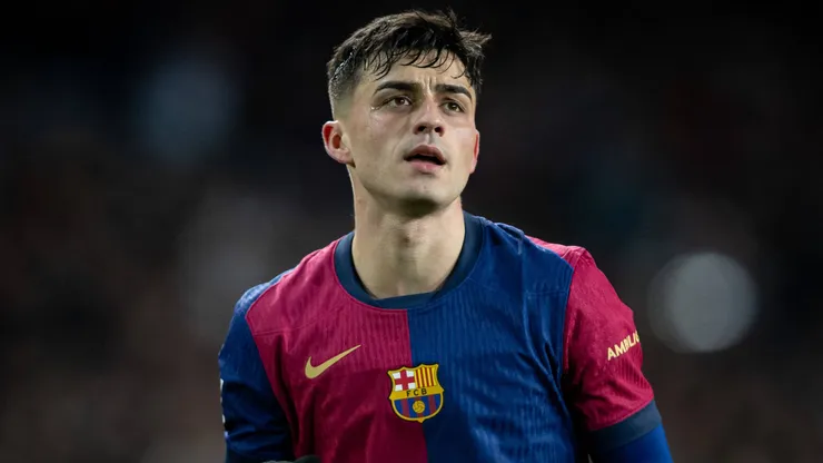 Pedro Gonzalez Pedri (FC Barcelona) celebrates during a La Liga EA Sports match between FC Barcelona and Atletico de Madrid at Estadi Olimpic Lluis Companys in Barcelona, Spain, on December 21, 2024.