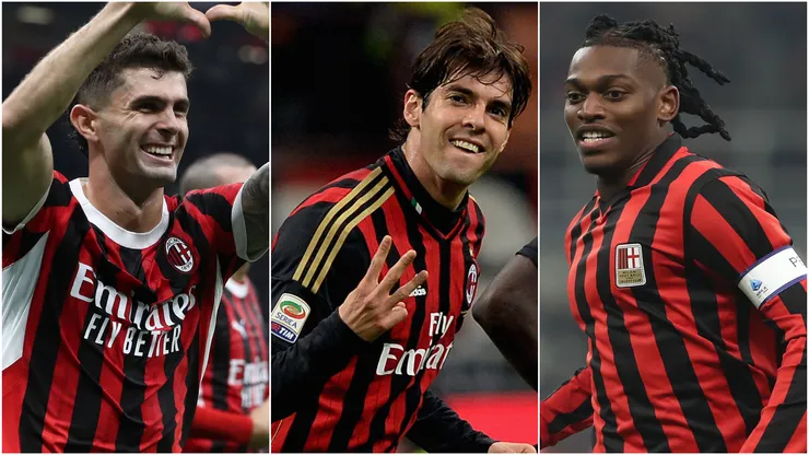 Christian Pulisic (left), Kaka (center) and Rafael Leao (right)