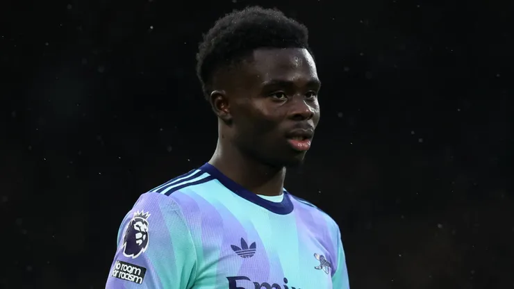 Bukayo Saka of Arsenal during the Premier League match at Craven Cottage, London.