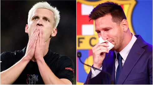 Dani Olmo (left) and Lionel Messi (right)