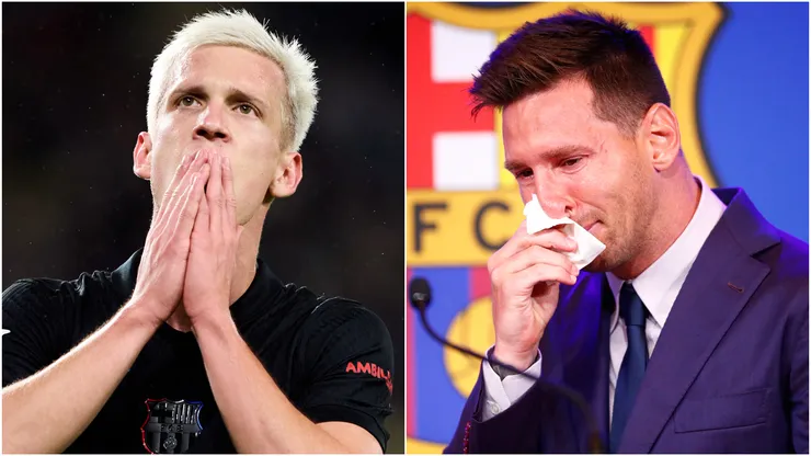 Dani Olmo (left) and Lionel Messi (right)