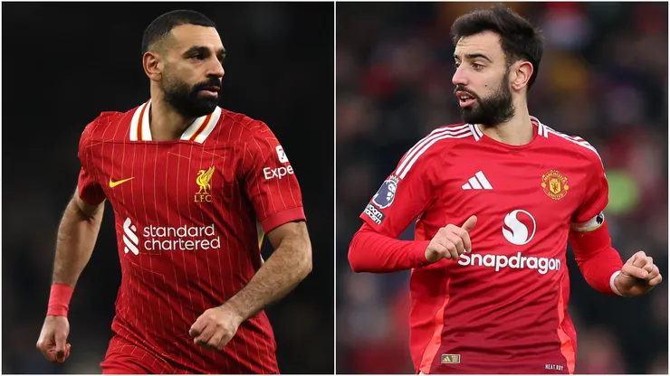 Mo Salah of Liverpool and Bruno Fernandes of Manchester United.