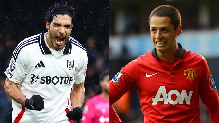 Raul Jimenez of Fulham and Javier Hernandez of Manchester United.
