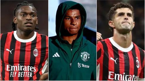 Rafael Leao (left), Marcus Rashford (center), Christian Pulisic (right)