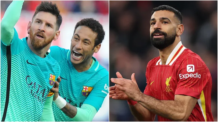 Lionel Messi, Neymar (left) and Mohamed Salah (right)