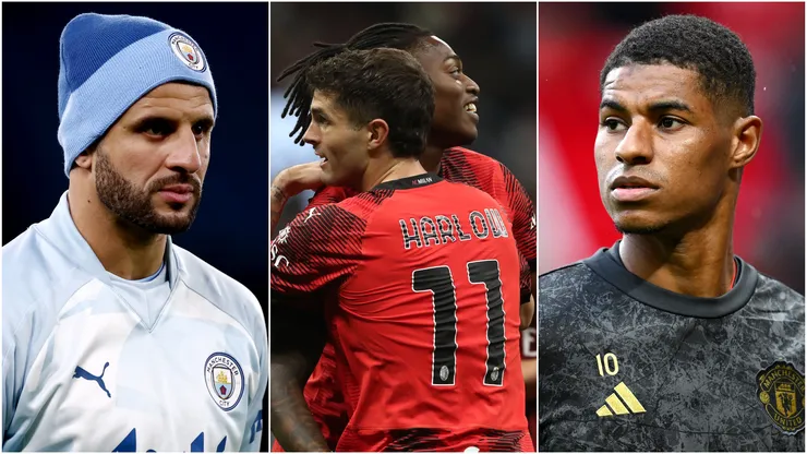 Marcus Rashford (left), Christian Pulisic Rafael Leao (center), Kyle Walker (right)