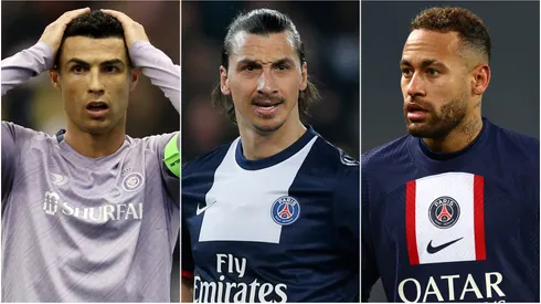 Cristiano Ronaldo (left), Zlatan Ibrahimovic (center), and Neymar (right)