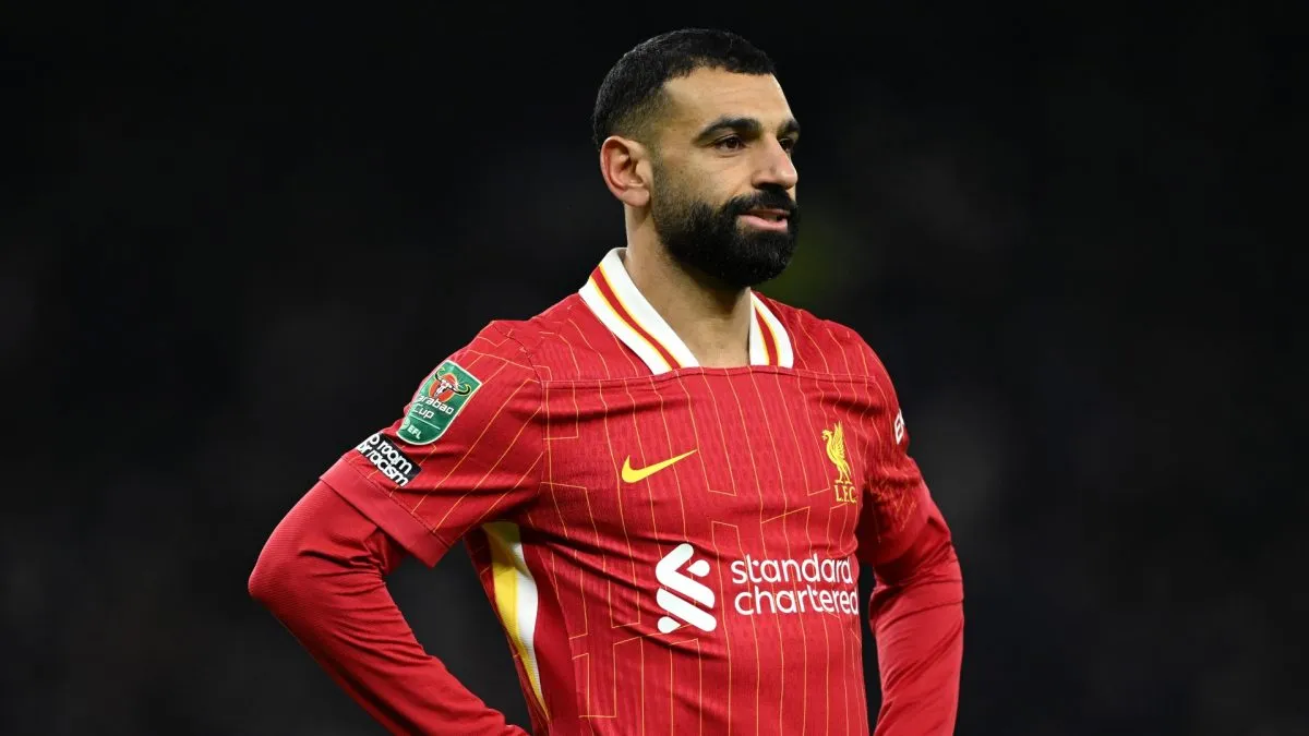 Mohamed Salah looks at the match