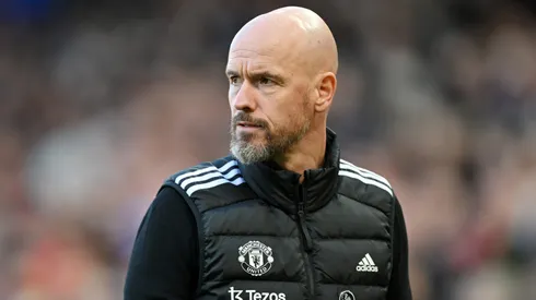 Erik ten Hag, Manager of Manchester United, looks on during the Premier League match between Manchester United FC and Brentford FC at Old Trafford on October 19, 2024 in Manchester, England.