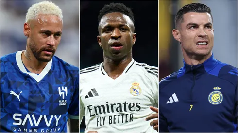 Neymar (left), Vinicius (center), and Cristiano Ronaldo (right)