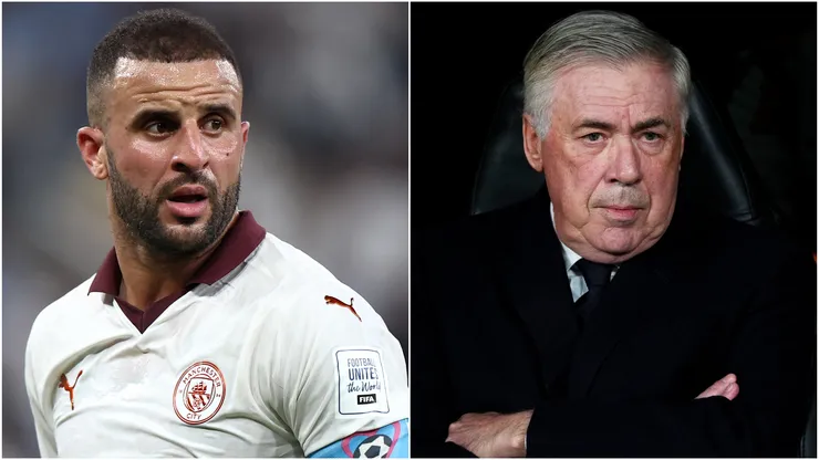 Kyle Walker (left) and Carlo Ancelotti (right)