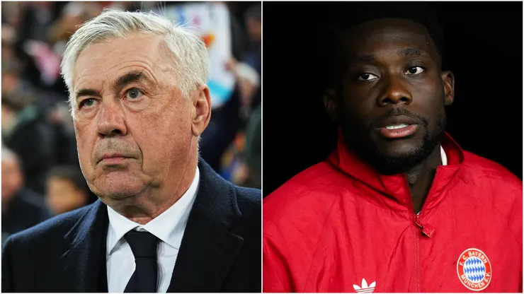 Carlo Ancelotti (left) and Alphonso Davies (right)