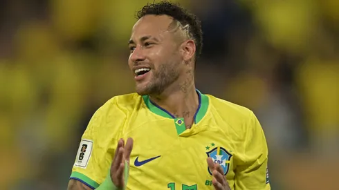 Neymar Jr. of Brazil reacts during a FIFA World Cup 2026 Qualifier match between Brazil and Venezuela at Arena Pantanal on October 12, 2023 in Cuiaba, Brazil.