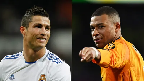 Kylian Mbappe of Real Madrid celebrates scoring his team's third goal and his hat-trick goal from a penalty kick during the LaLiga match between Real Valladolid CF and Real Madrid CF at Jose Zorrilla on January 25, 2025 in Valladolid, Spain.