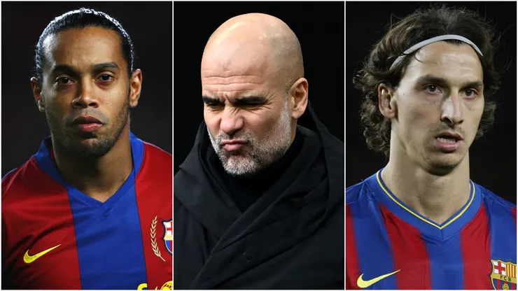 Ronaldinho (left), Pep Guardiola (center), Zlatan Ibrahimovic (right)