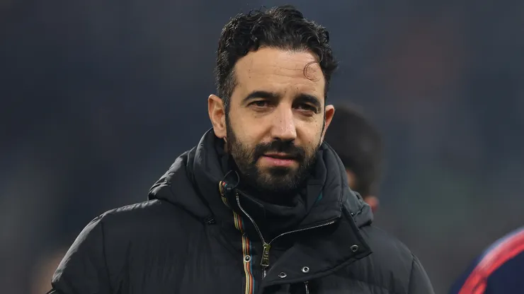 Ruben Amorim, Head Coach of Manchester United, looks on during the Premier League match between Fulham FC and Manchester United FC at Craven Cottage on January 26, 2025 in London, England.