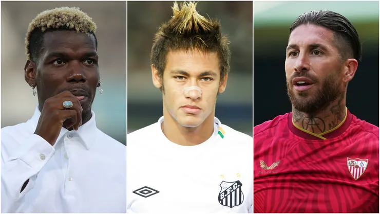 Paul Pogba (left), Neymar (center), and Sergio Ramos (right)