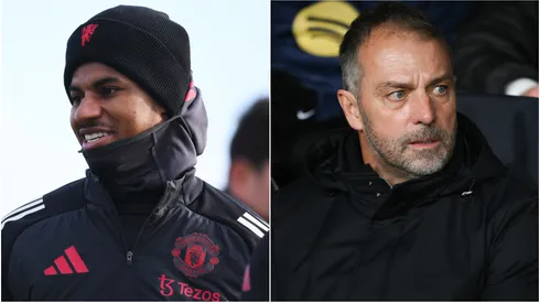 Marcus Rashford (left) and Hansi Flick (right)