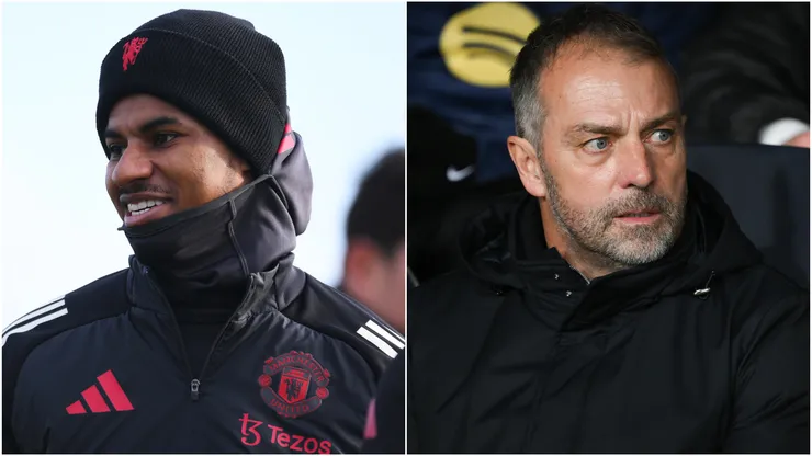 Marcus Rashford (left) and Hansi Flick (right)