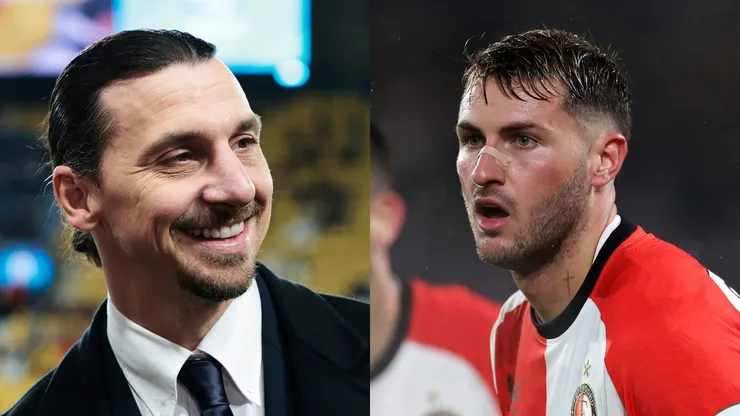 Zlatan Ibrahimovic, Senior Advisor of AC Milan, and Santiago Gimenez of Feyenoord.