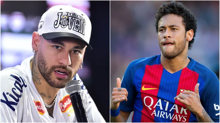 Neymar at Santos (left), Neymar at Barcelona (right)