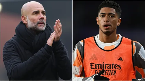 Pep Guardiola (left) and Jude Bellingham (right)