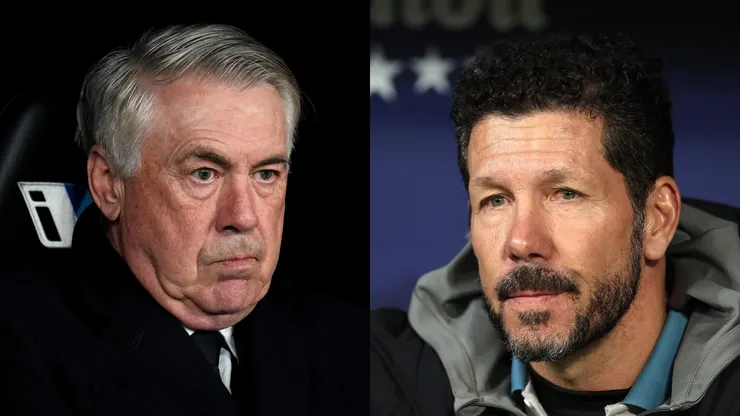 (L) Carlo Ancelotti, Head Coach of Real Madrid, and (R) Diego Simeone, Head Coach of Atletico de Madrid.