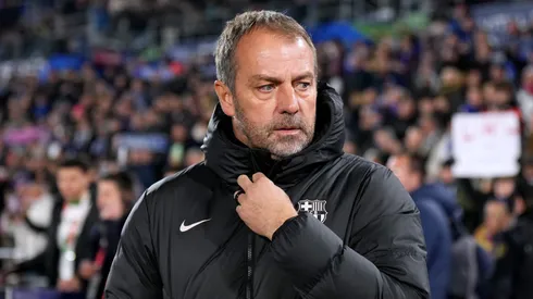 Hansi Flick, Head Coach of FC Barcelona, looks on prior to the LaLiga match between Getafe CF and FC Barcelona at Coliseum Alfonso Perez on January 18, 2025 in Getafe, Spain.
