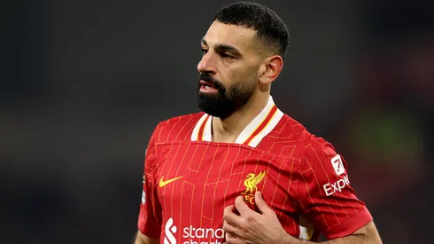 Mohamed Salah of Liverpool during the Carabao Cup Semi Final Second Leg match between Liverpool and Tottenham Hotspur at Anfield on February 06, 2025 in Liverpool, England.