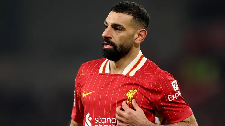 Mohamed Salah of Liverpool during the Carabao Cup Semi Final Second Leg match between Liverpool and Tottenham Hotspur at Anfield on February 06, 2025 in Liverpool, England.