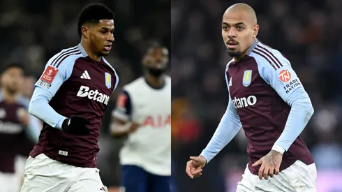 Marcus Rashford and Donyell Malen of Villa in action during the Premier League match between Aston Villa FC and West Ham United FC at Villa Park on January 26, 2025 in Birmingham, England.
