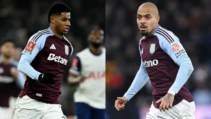 Marcus Rashford and Donyell Malen of Villa in action during the Premier League match between Aston Villa FC and West Ham United FC at Villa Park on January 26, 2025 in Birmingham, England.