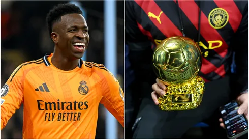 Vinicius (left) and Manchester City fan (right)