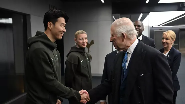 King Charles's visit to Tottenham Hotspur Stadium included an awkward exchange with captain Heung-Min Son.