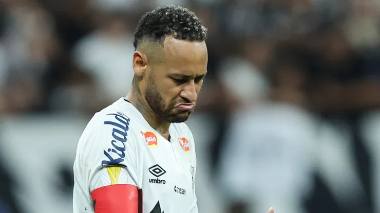Neymar of Santos gestures during the Campeonato Paulista 2025 match between Corinthians and Santos at Neo Quimica Arena on February 12, 2025 in Sao Paulo, Brazil.