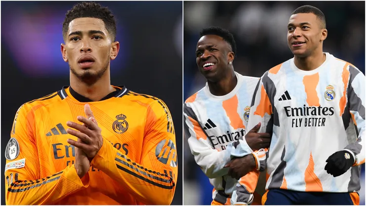 Jude Bellingham (left), Kylian Mbappe and Vinicius (right)