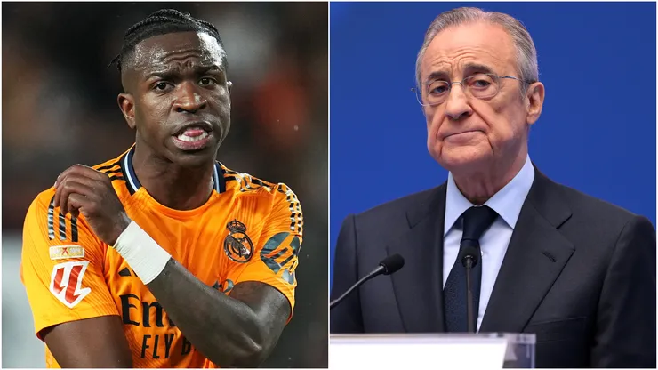 Vinicius (left) and Florentino Perez (right)