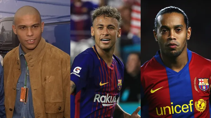 Ronaldo Nazario, Neymar Jr., and Ronaldinho while playing for FC Barcelona.