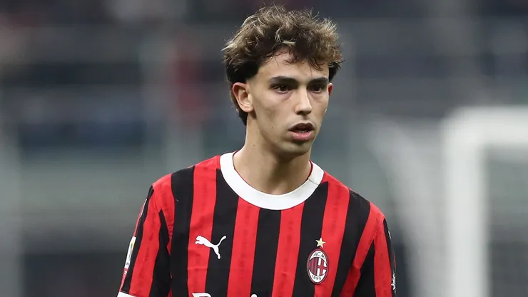 Joao Felix of AC Milan looks on during the Coppa Italia, Quarter Final match between AC Milan and AS Roma at Stadio Giuseppe Meazza on February 05, 2025 in Milan, Italy.