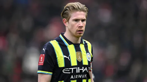 Kevin De Bruyne of Manchester City during the Emirates FA Cup Fourth Round match between Leyton Orient and Manchester City at Gaughan Group Stadium on February 08, 2025 in London, England.